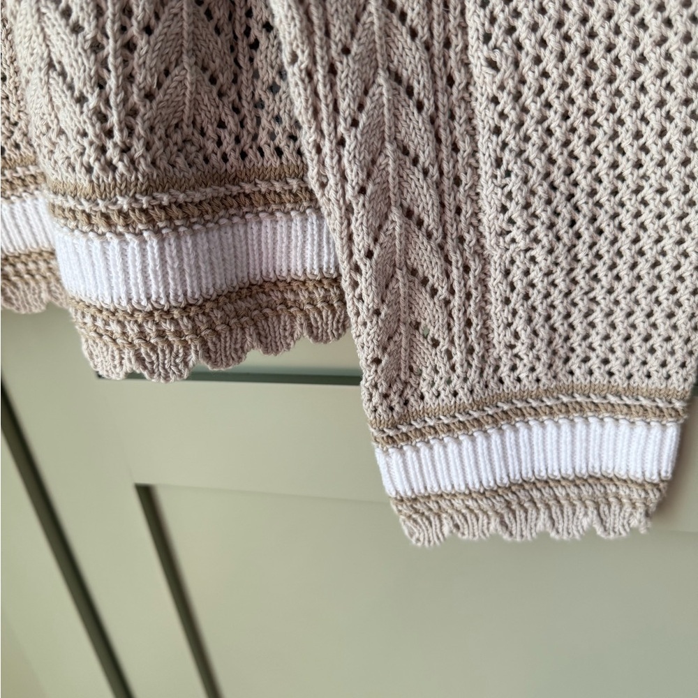 NWT Talbots Cream & White V-Neck Women's Sweater SZ M (Summer 2025) - Picture 4 of 16